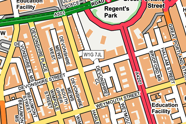W1G 7JL map - OS OpenMap – Local (Ordnance Survey)