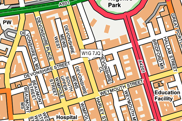 W1G 7JQ map - OS OpenMap – Local (Ordnance Survey)