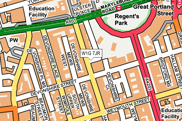 W1G 7JR map - OS OpenMap – Local (Ordnance Survey)