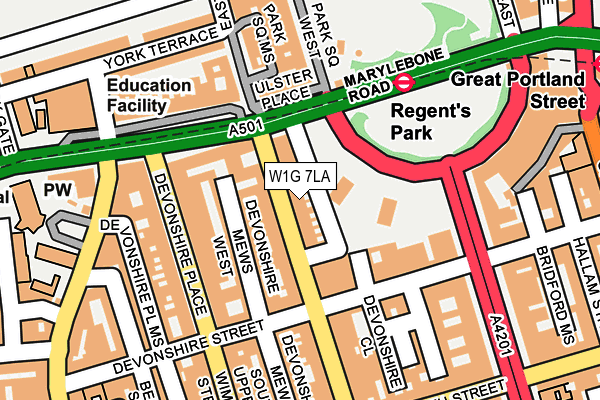 W1G 7LA map - OS OpenMap – Local (Ordnance Survey)