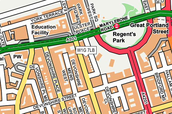 W1G 7LB map - OS OpenMap – Local (Ordnance Survey)