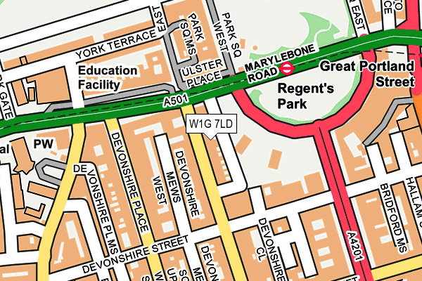 W1G 7LD map - OS OpenMap – Local (Ordnance Survey)