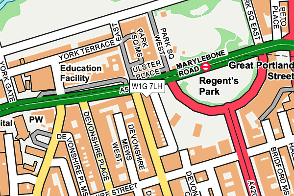 W1G 7LH map - OS OpenMap – Local (Ordnance Survey)