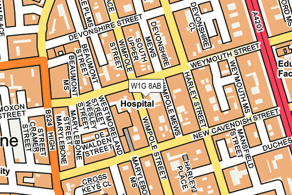 W1G 8AB map - OS OpenMap – Local (Ordnance Survey)