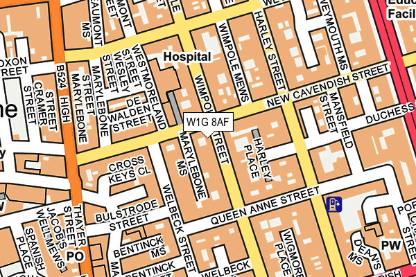 W1G 8AF map - OS OpenMap – Local (Ordnance Survey)