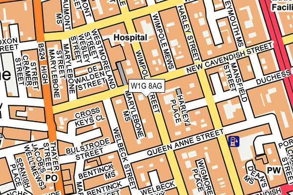 W1G 8AG map - OS OpenMap – Local (Ordnance Survey)