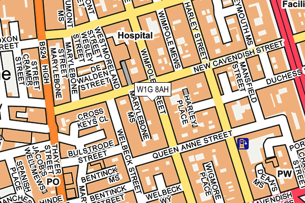 W1G 8AH map - OS OpenMap – Local (Ordnance Survey)