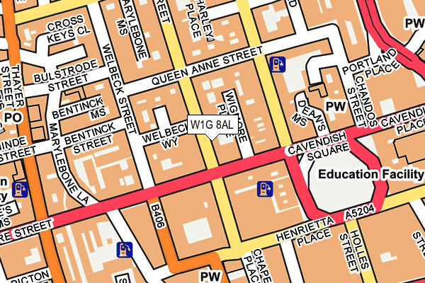 W1G 8AL map - OS OpenMap – Local (Ordnance Survey)