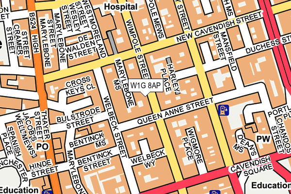 W1G 8AP map - OS OpenMap – Local (Ordnance Survey)