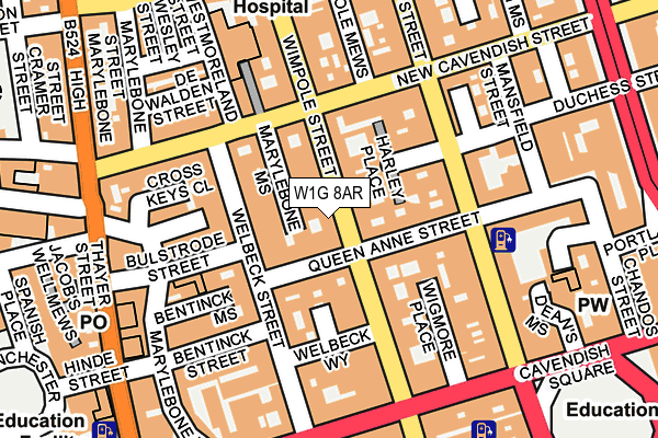 W1G 8AR map - OS OpenMap – Local (Ordnance Survey)