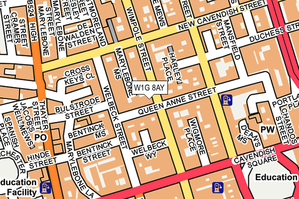 W1G 8AY map - OS OpenMap – Local (Ordnance Survey)