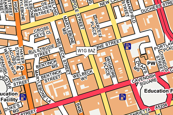 W1G 8AZ map - OS OpenMap – Local (Ordnance Survey)