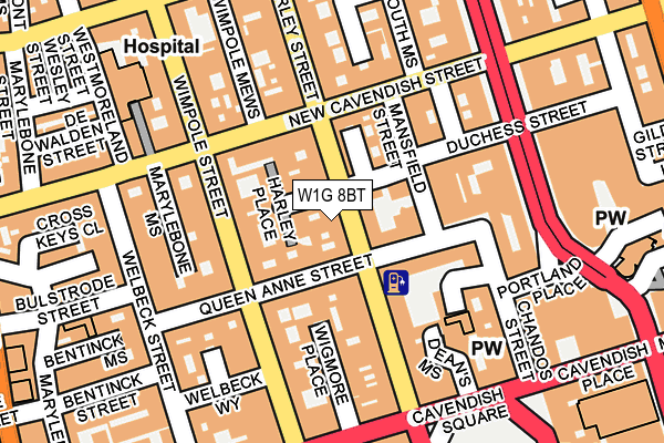 W1G 8BT map - OS OpenMap – Local (Ordnance Survey)