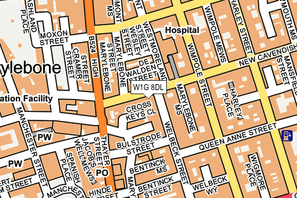 W1G 8DL map - OS OpenMap – Local (Ordnance Survey)