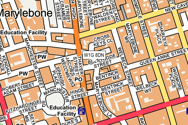 W1G 8DN map - OS OpenMap – Local (Ordnance Survey)