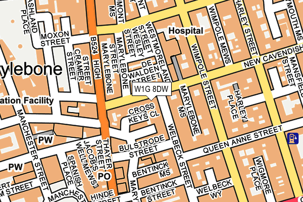 W1G 8DW map - OS OpenMap – Local (Ordnance Survey)
