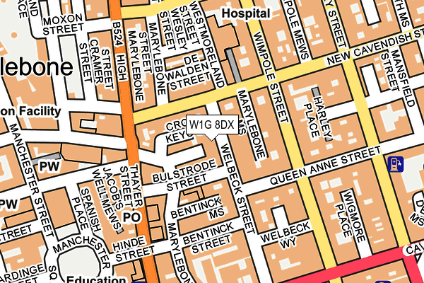 W1G 8DX map - OS OpenMap – Local (Ordnance Survey)