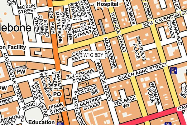 W1G 8DY map - OS OpenMap – Local (Ordnance Survey)
