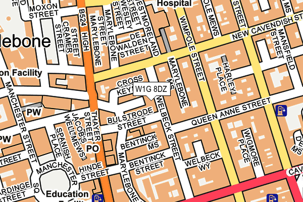 W1G 8DZ map - OS OpenMap – Local (Ordnance Survey)