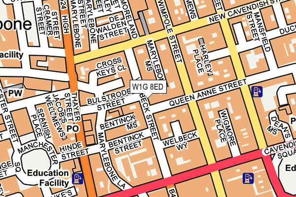 W1G 8ED map - OS OpenMap – Local (Ordnance Survey)