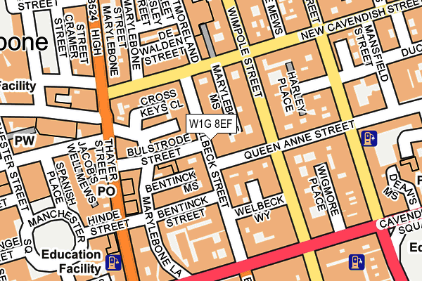 W1G 8EF map - OS OpenMap – Local (Ordnance Survey)