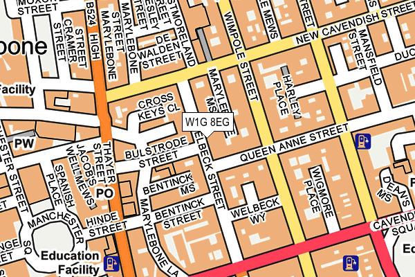 W1G 8EG map - OS OpenMap – Local (Ordnance Survey)