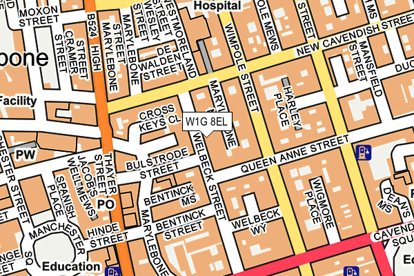 W1G 8EL map - OS OpenMap – Local (Ordnance Survey)