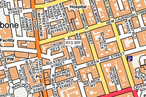 W1G 8EP map - OS OpenMap – Local (Ordnance Survey)