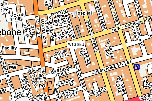 W1G 8EU map - OS OpenMap – Local (Ordnance Survey)