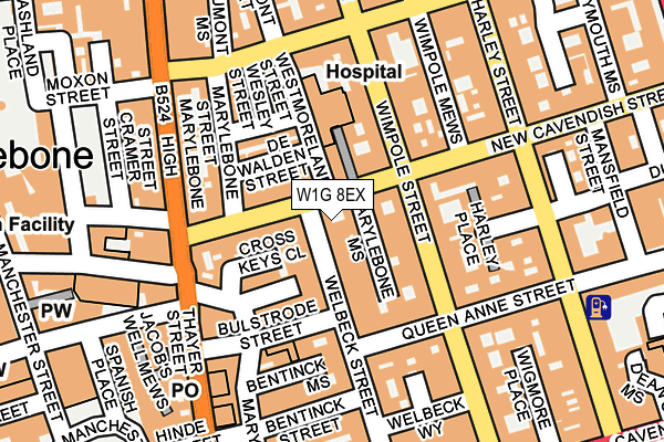 W1G 8EX map - OS OpenMap – Local (Ordnance Survey)