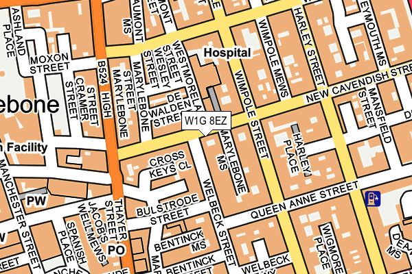 W1G 8EZ map - OS OpenMap – Local (Ordnance Survey)