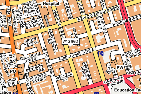 W1G 8GD map - OS OpenMap – Local (Ordnance Survey)