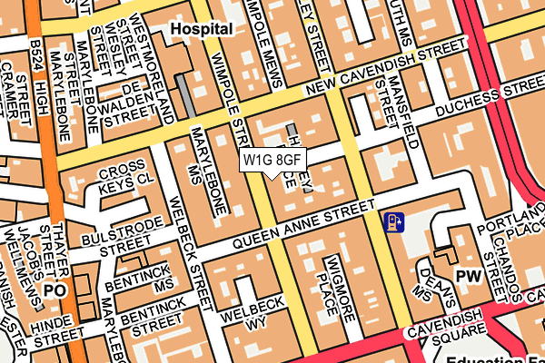 W1G 8GF map - OS OpenMap – Local (Ordnance Survey)