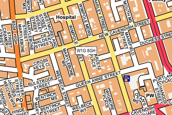 W1G 8GH map - OS OpenMap – Local (Ordnance Survey)
