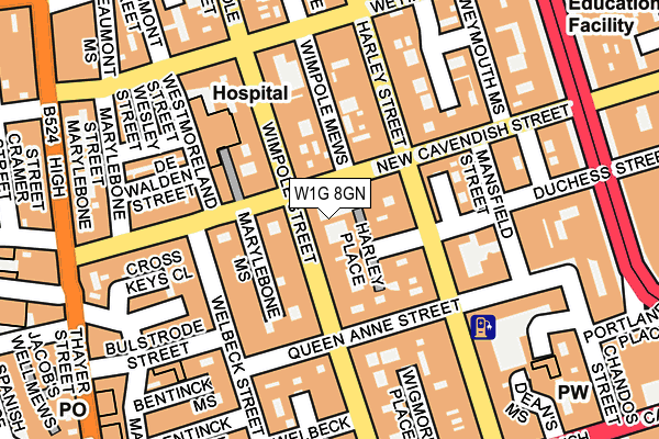 W1G 8GN map - OS OpenMap – Local (Ordnance Survey)