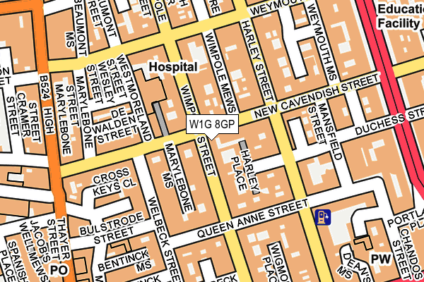 W1G 8GP map - OS OpenMap – Local (Ordnance Survey)