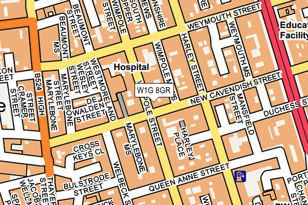 W1G 8GR map - OS OpenMap – Local (Ordnance Survey)