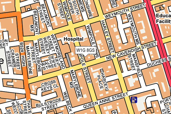 W1G 8GS map - OS OpenMap – Local (Ordnance Survey)