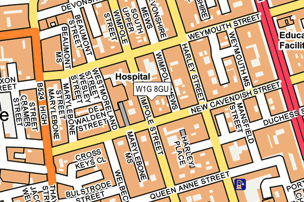 W1G 8GU map - OS OpenMap – Local (Ordnance Survey)