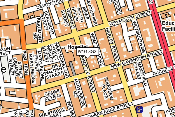 W1G 8GX map - OS OpenMap – Local (Ordnance Survey)