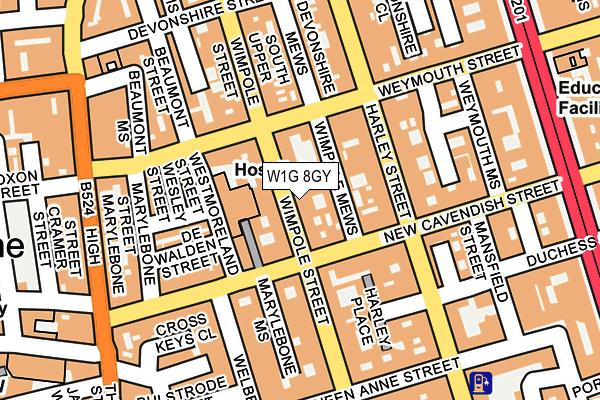 W1G 8GY map - OS OpenMap – Local (Ordnance Survey)