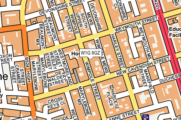 W1G 8GZ map - OS OpenMap – Local (Ordnance Survey)
