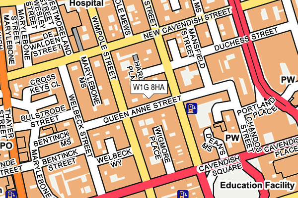 W1G 8HA map - OS OpenMap – Local (Ordnance Survey)