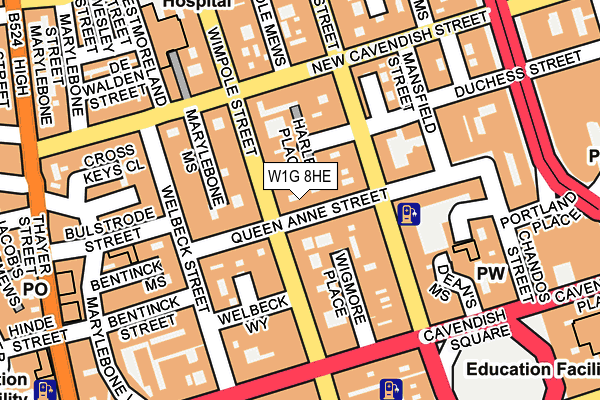 W1G 8HE map - OS OpenMap – Local (Ordnance Survey)