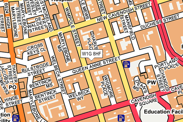 W1G 8HF map - OS OpenMap – Local (Ordnance Survey)