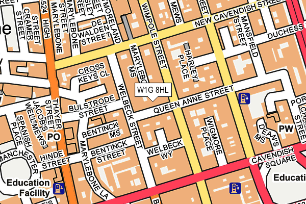W1G 8HL map - OS OpenMap – Local (Ordnance Survey)
