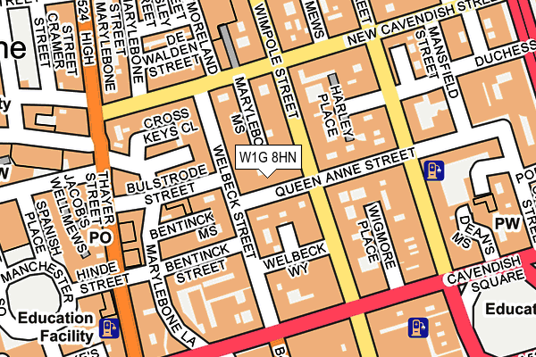 W1G 8HN map - OS OpenMap – Local (Ordnance Survey)