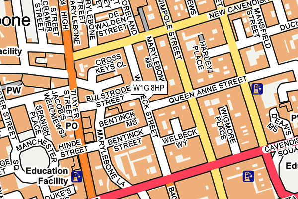 W1G 8HP map - OS OpenMap – Local (Ordnance Survey)