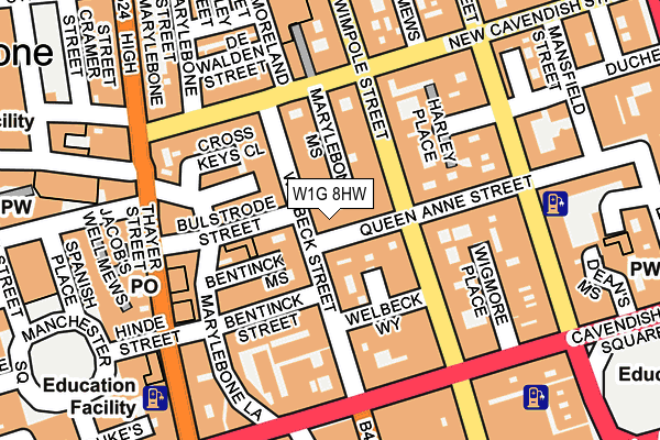 W1G 8HW map - OS OpenMap – Local (Ordnance Survey)