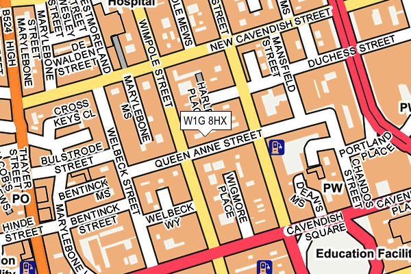 W1G 8HX map - OS OpenMap – Local (Ordnance Survey)